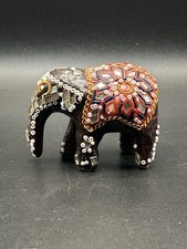 Vintage Paper Mache Hand Painted And Lacquered Indian Elephant Figurine ~Read~