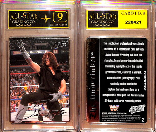 The Undertaker RARE 1994 Action Packed WWE WWF PROTOTYPE CARD Graded ASG 9 NM #L - Picture 1 of 1