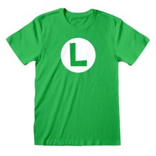 Image of Official Nintendo Super Mario Luigi Badge T-Shirt Classic Gaming Fan Apparel