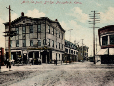 CT Naugatuck Main Street Cafe Schaefer Wiener Beer Sign Postcard