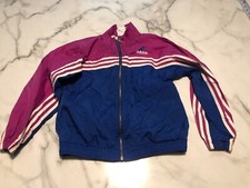 adidas Windbreaker Jacket Womens Medium Blue Purple Long Sleeve Logo Full Zipper