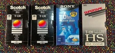 New Bundle of 4 Blank VHS Tabs Sony 6T120VR 120-Minute VHSScotch EG T-120 3M HS