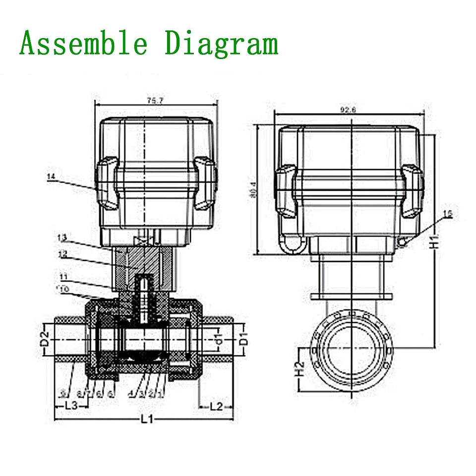 2" DN50 Two Way DC12V~DC24V PVC Motorized Ball Valve,With Manual Operation - Image 3 of 4