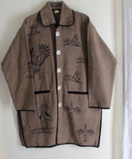 Venus Sz M Nepal Japanese Crane Asian Bird Long Art-to-wear Coat Jacket