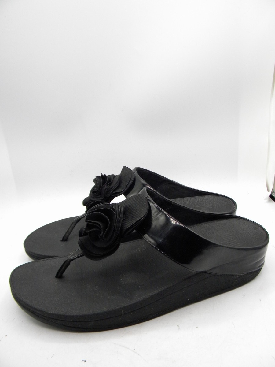 FitFlop FLORRIE Black Patent Leather Thong Slide Sandals Size US 10 | eBay