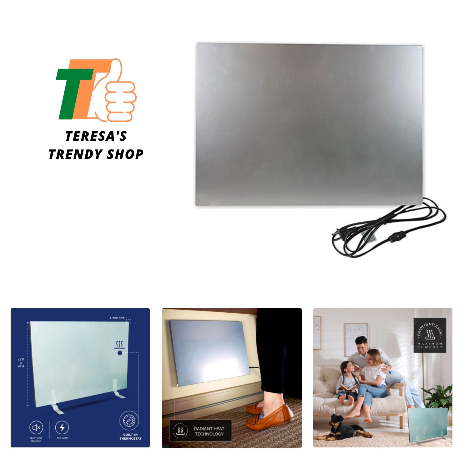 Cozy Legs Flat Panel Heater, Slim Low-Wattage Wall or Desk M