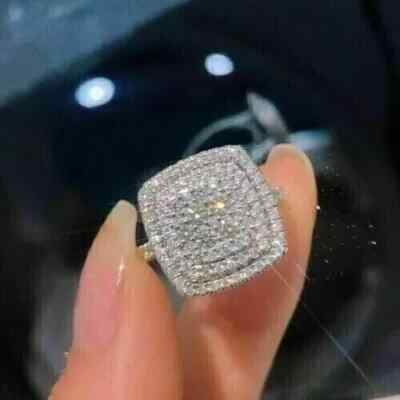 2Ct Round Cut Lab Created Diamond Cluster Wedding Ring 14K White Gold ...