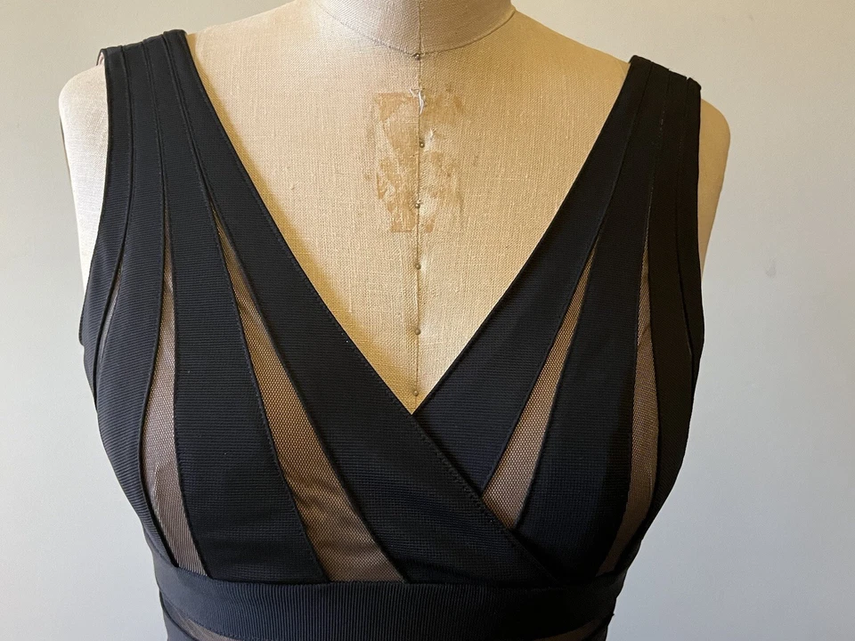 Vestido Retro Columpio Negro Elastizado Cóctel Fiesta Boda Mujer S 2/4 Totalmente Forrado Foto 3 de 4