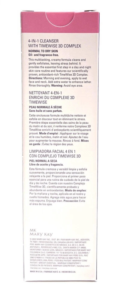 MARY KAY 4-IN-1 CLEANSER W/TIMEWISE 3D COMPLEX~217406~NORMAL TO DRY~NIB! - Image 4 of 4