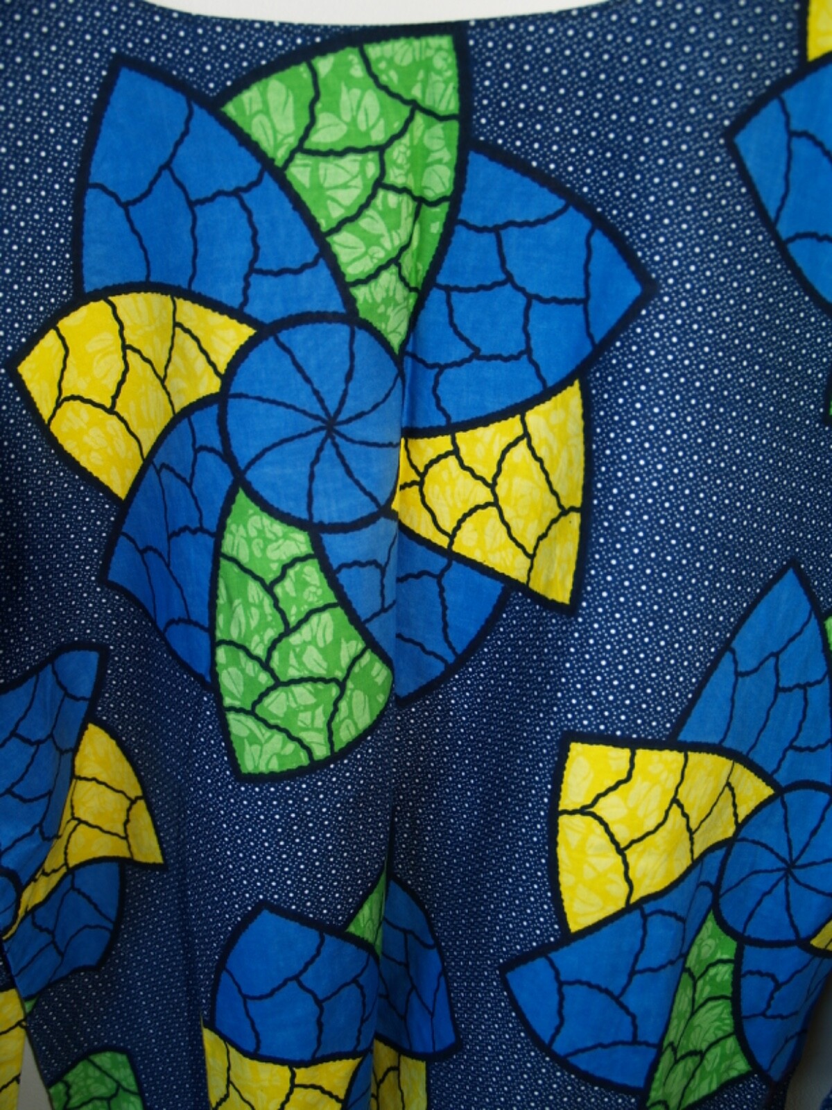 Vintage African wax print top size 10/12  blue yellow navy green Vlisco image 4