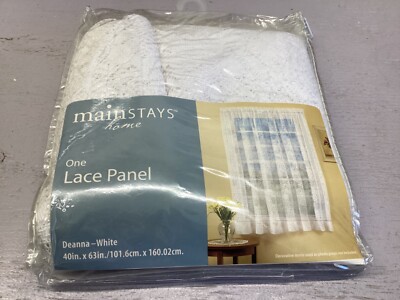 Mainstay One Panel Lace Curtain 40  Width X 63  Length Deanna-White New