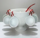 Vintage Orleans by Indiana Glass Milk Glass Punch Bowl Set 8 Cups W/Box Mint*