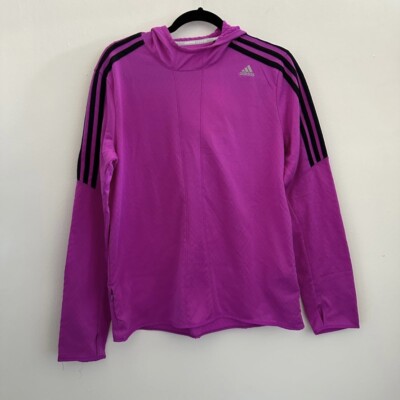 Adidas Performance Climalite Response Purple Hooded Long Sleeve Top Size  Large
