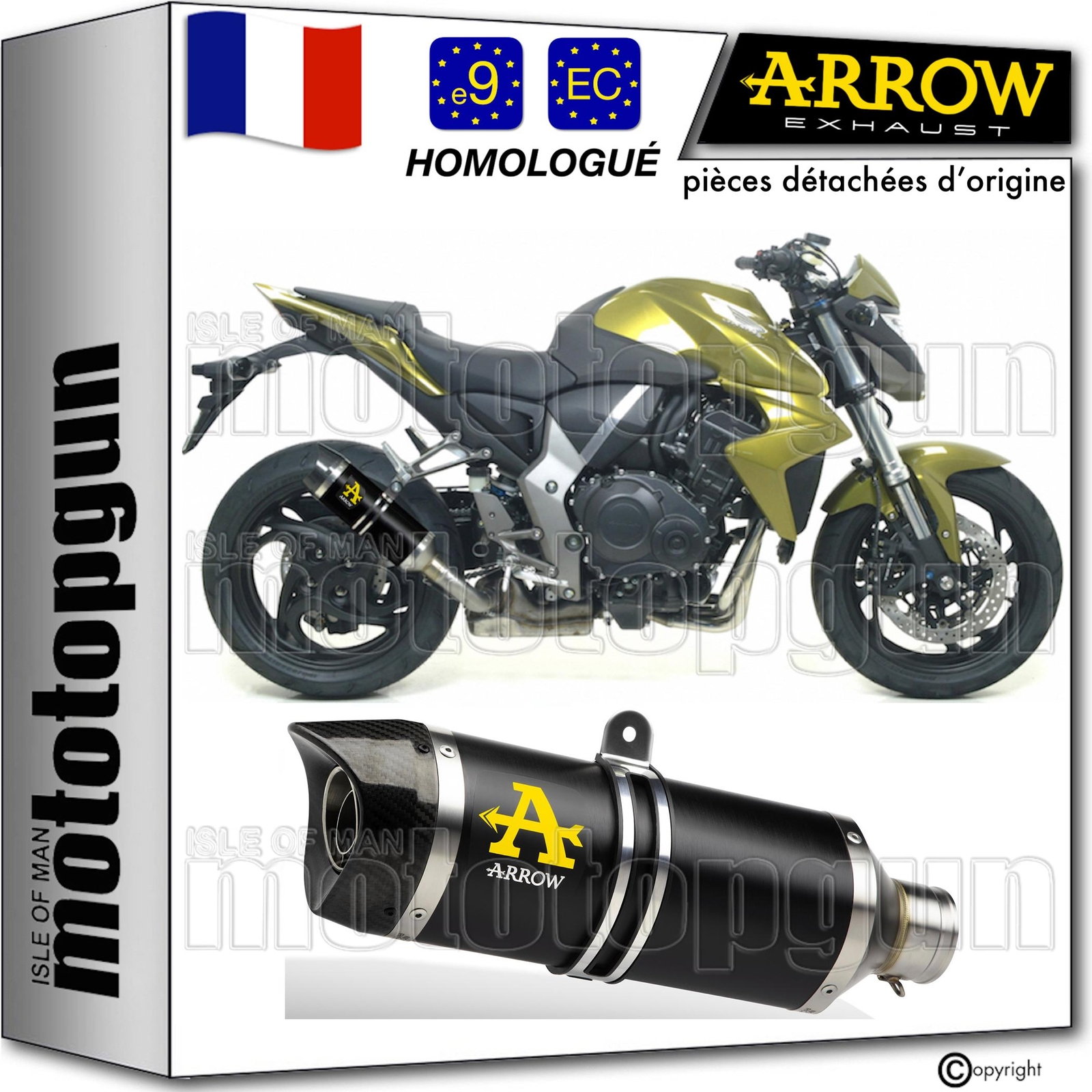 Échappement noir Thunder Arrow homologué pour roadster Honda CB1000R
