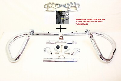Engine Guard Crash Bar & KNUCKLE FOOT PEGS FLOORBOARD 4 HARLEY HD V-ROD VRSC ROD
