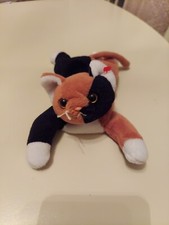 TY BEANIE BABY CHIP BLACK AND BROWN CAT PVC PELLETS NO HEART TAG RETIRED 1996