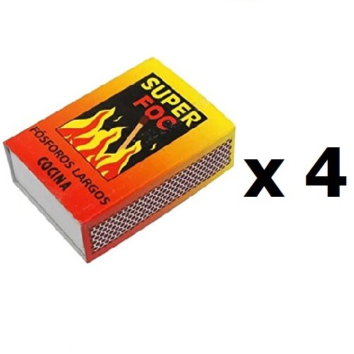 Super Foc - 400 Cerillas Superfoc Fósforos Largos Para Cocina Y Hogar, Pack 4 Cajetillas, 5 Cm En Oferta 400 Cerillas Superfoc F�Sforos Largos Para Cocina Y Hogar, Pack 4 Cajetillas, 5