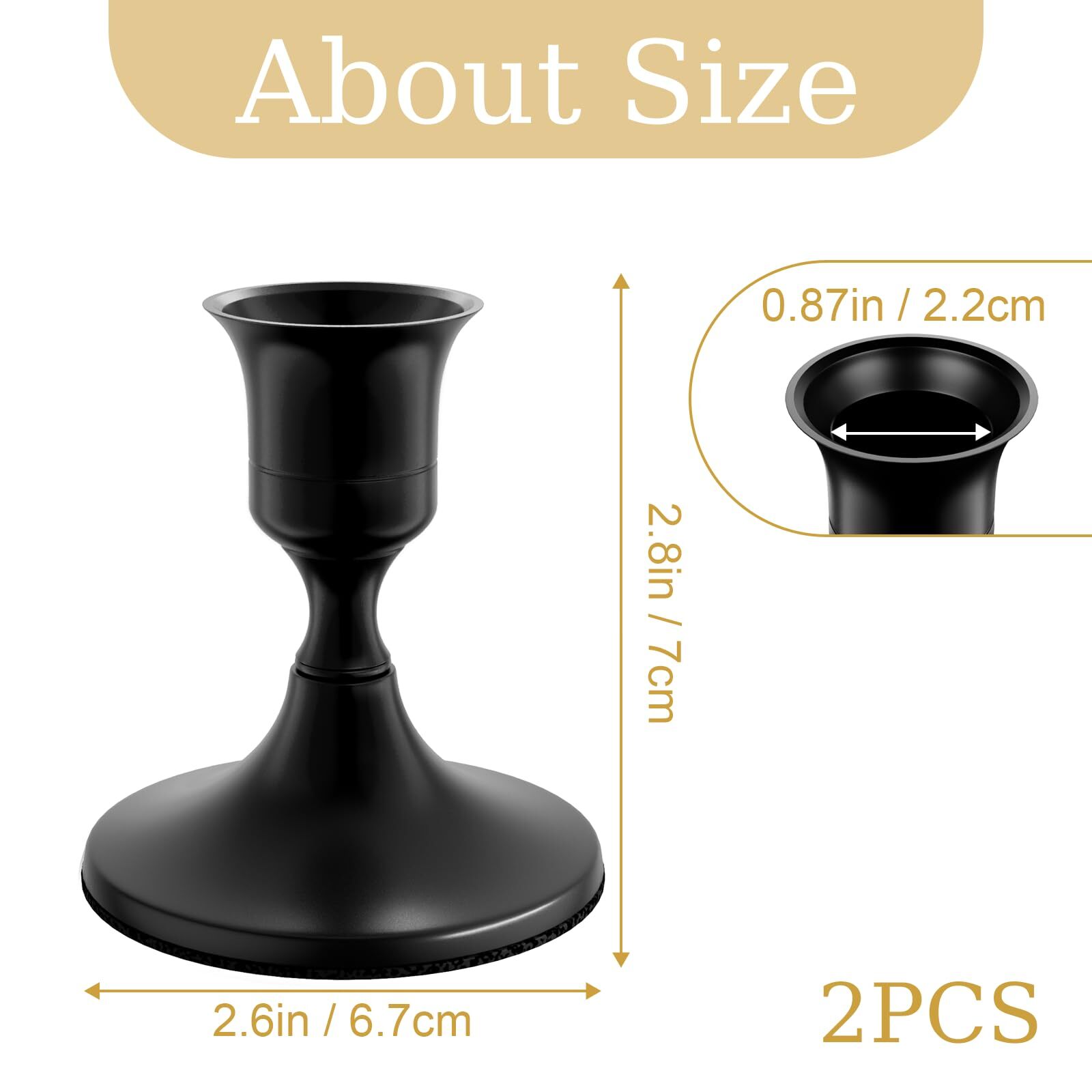 Taper Candle Holders Vintage Metal Candlestick Holders for Set of 2 Black