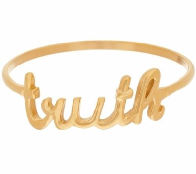 QVC Steel by Design Stainless Steel Average Truth Script Bangle