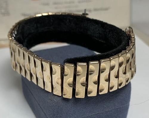 UNGEWÖHNLICHES & HERVORRAGENDES 50er Jahre Kreisler 19mm geschwungene Enden SCHALEN Design 10K YGF Armband! - Bild 6 von 17