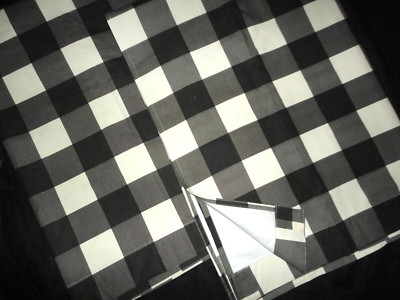 LAND OF NOD BLACK & OFF WHITE BUFFALO CHECKS BLACKOUT (2) WINDOW PANELS 44 X 63