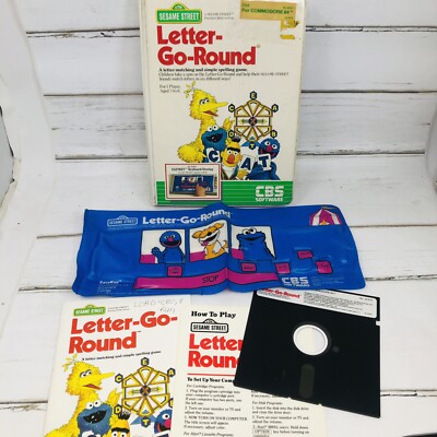 LETTER GO ROUND Sesame Street Commodore 64 Kid's game Floppy Disk CBS