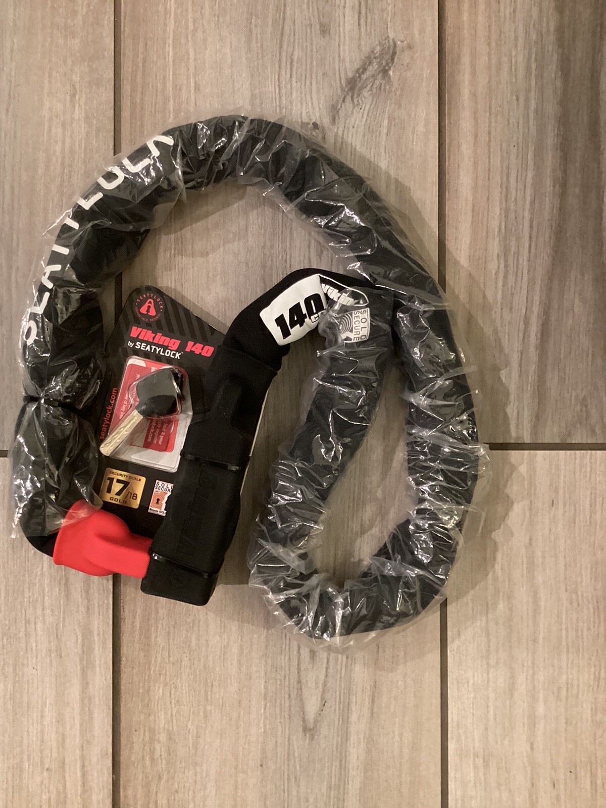 Seatylock Viking Bike Lock Chain with Key Heavy Duty Anti Theft Gold