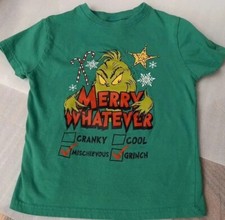 Green Grinch Christmas T Shirt 4-5 Years SIze XS Festive Dr Seuss Short Sleeve