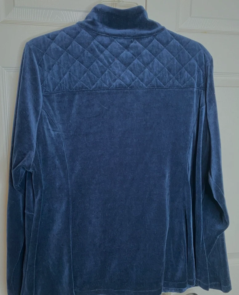 Chaqueta Westbound Mujer Azul Marino Terciopelo Cremallera Completa Acolchada Frontal Talla 3X Exterior Foto 2 de 4