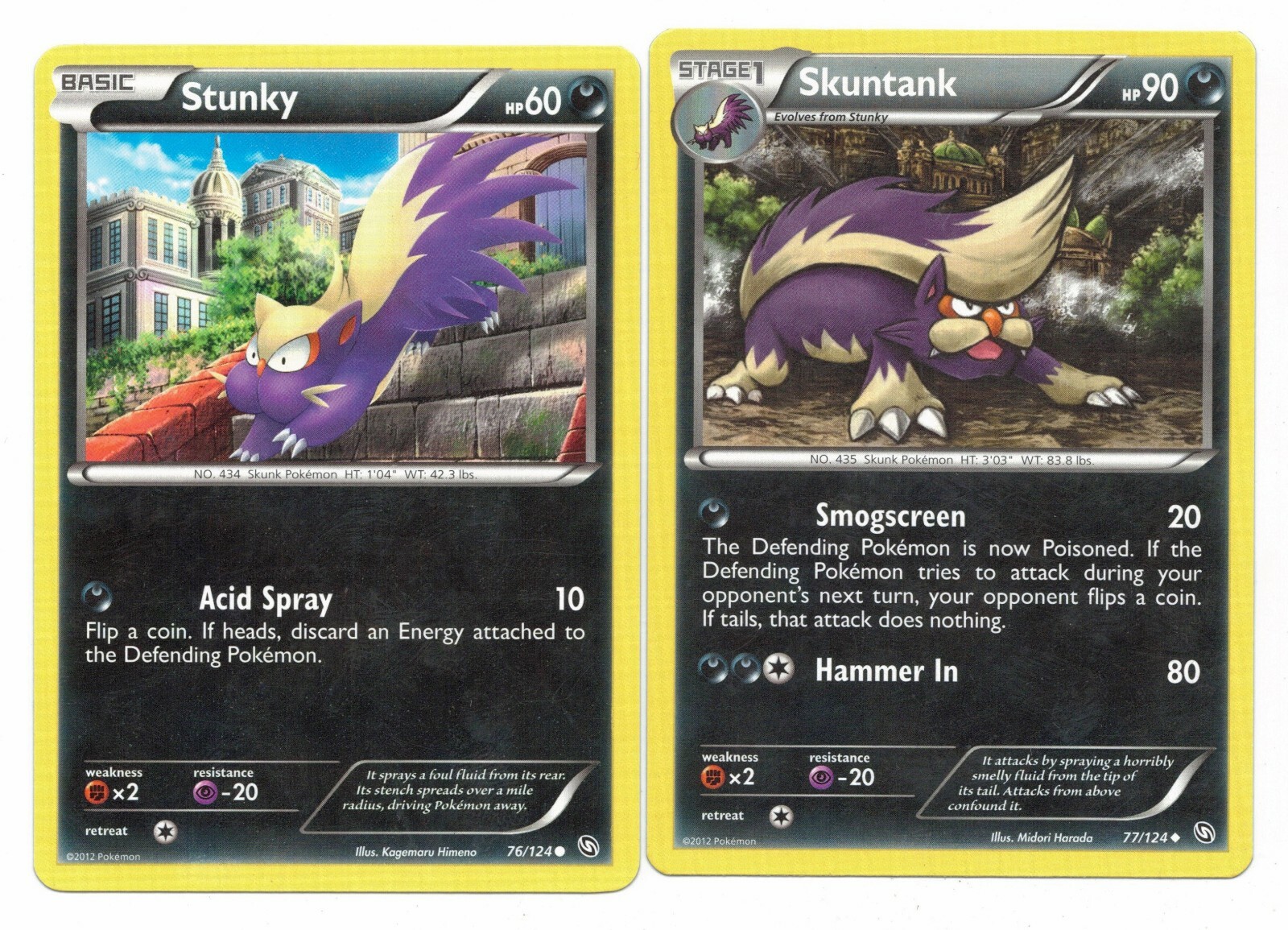 Pokemon Cards: Skuntank 77/124 & Stunky 76/124 Dragons Exalted Set! NM