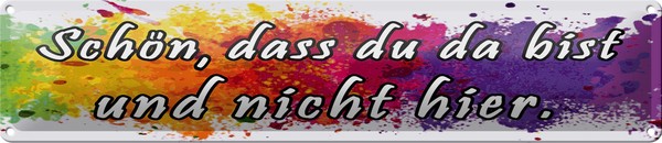 Blechschild Spruch 46X10Cm SchöN Dass Du Da Bist Nicht Hier Dekoration-image