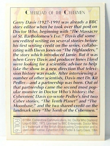 1994 Doctor Who Series 2 Chase Trading Cards~Cornerstone-Your Choice or Set of 6 - Picture 16 of 17