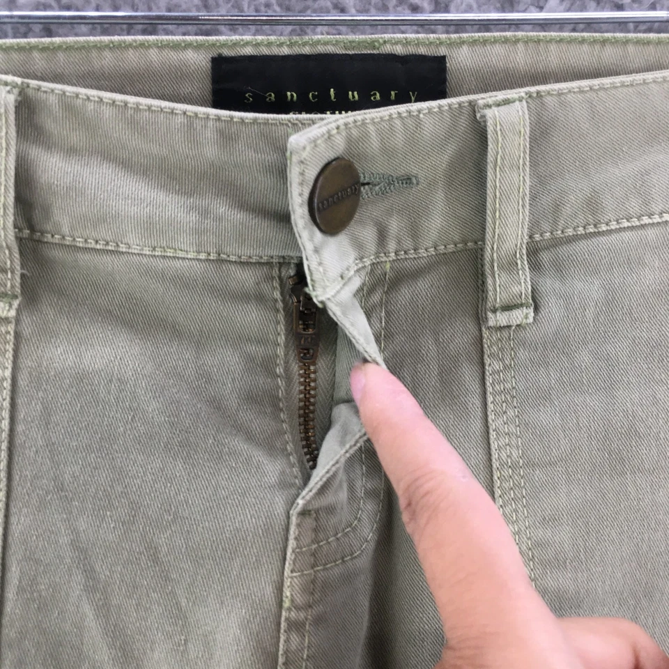 Pantalones cargo Sanctuary Clothing para mujer 24 Sage tiro bajo cremallera mosca tobillo cremallera botón Foto 4 de 4