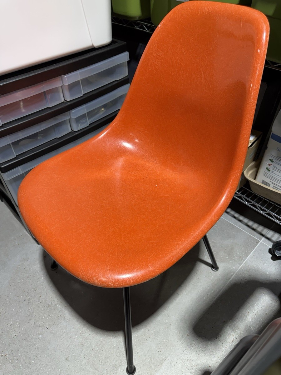 Herman Miller Orange Fiberglass Metal Side Chair for Adults | eBay