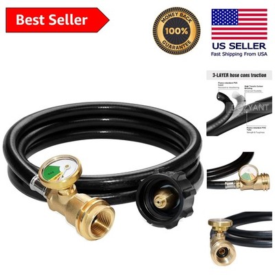 5FT Heavy Duty Propane Tank Extension Hose with Gauge & Leak Detector for Safety