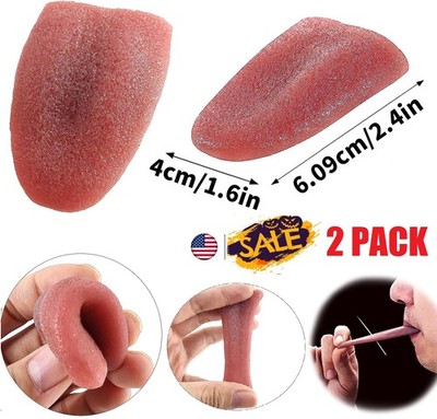 2 PACK Halloween Harmless Realistic Fake Tongue Magic Trick Joke Prank Scary Toy