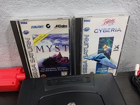 Sega Saturn Console MK-80000 Bundle OEM 3D Analog Control Pad Light Gun Myst CIB