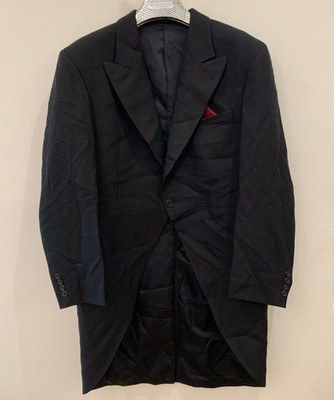 Vintage Etiquette Pure Wool black classic morning Frock tail coat 44R