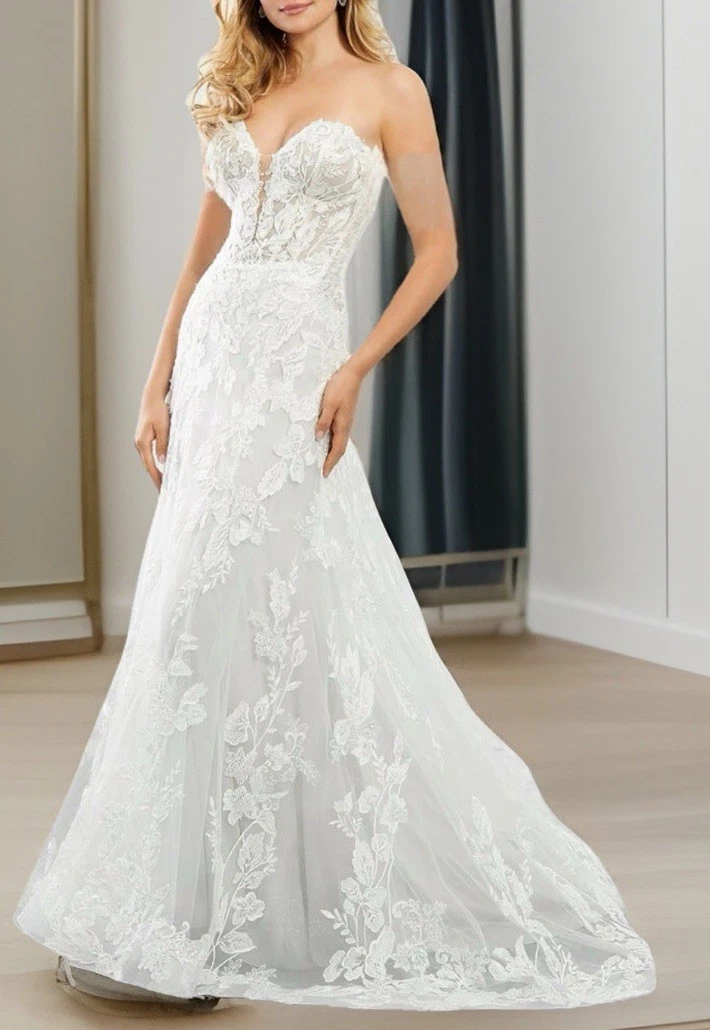 sachin and babi light blue dress Embroidered Flower Wedding Dress