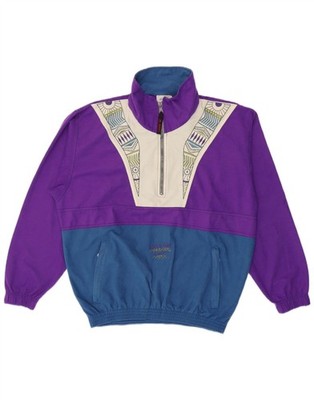Greenstone Park Herren Zip Neck Sweatshirt Pullover Medium Lila Colourblock AG16