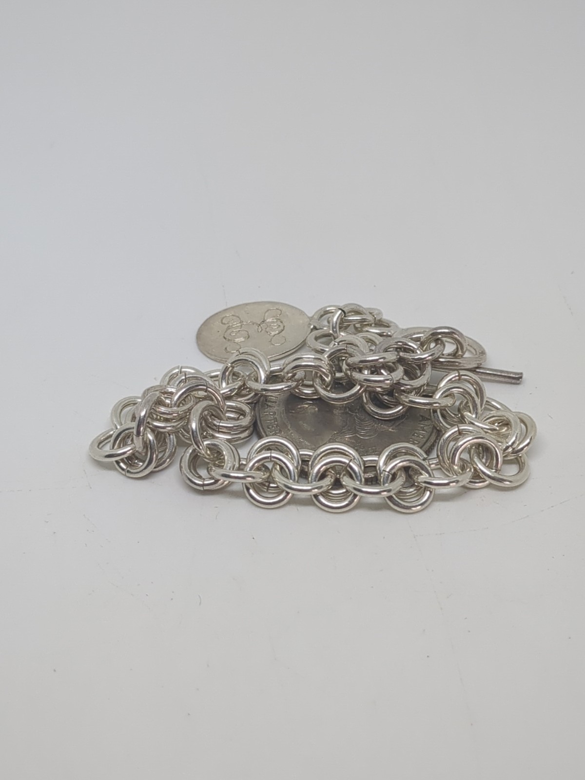 Sterling Silver 925 Double Link Toggle Bracelet 7… - image 4