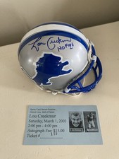 Lou Creekmur Signed Detroit Lions Mini Helmet HOF 96 Inscription w Ticket COA