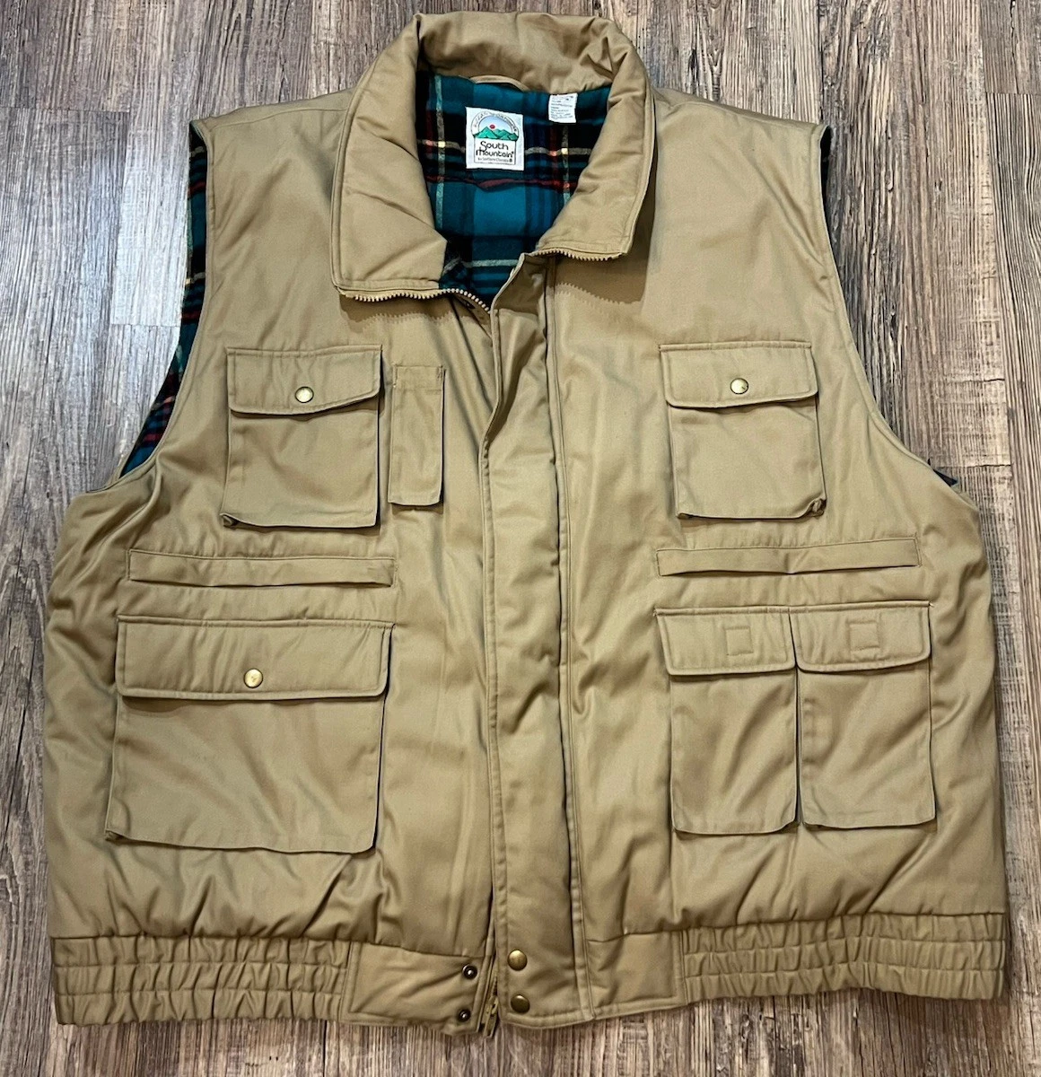 VTG South Mountain Rugged Sportswear Flannel Lined Vest Adult 3XL Fishing