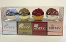DKNY Mini Sampler 4x .24 oz EDP Be Tempted Fresh Blossom Golden Delicious New! 