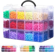 10,000 Pcs Pony Beads, 30 Assorted Colored Beads for Bracelets Making Hair Braid