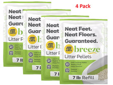 4 Pack Tidy Cats Unscented Breeze Cat Litter Pellets Refill,7 lb