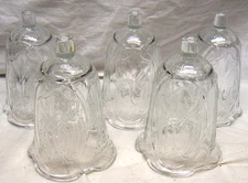 5 HOMCO / HOME INTERIORS CLEAR EMBOSSED ANGEL VOTIVE CUPS - HTF