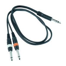 1.5m 6.35mm Stereo Jack Plug to 2 x 6.35mm Mono Audio Lead