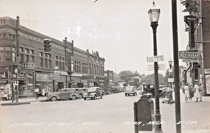 Real Photo RPPC Superior Street West Alma Michigan MI Postcard