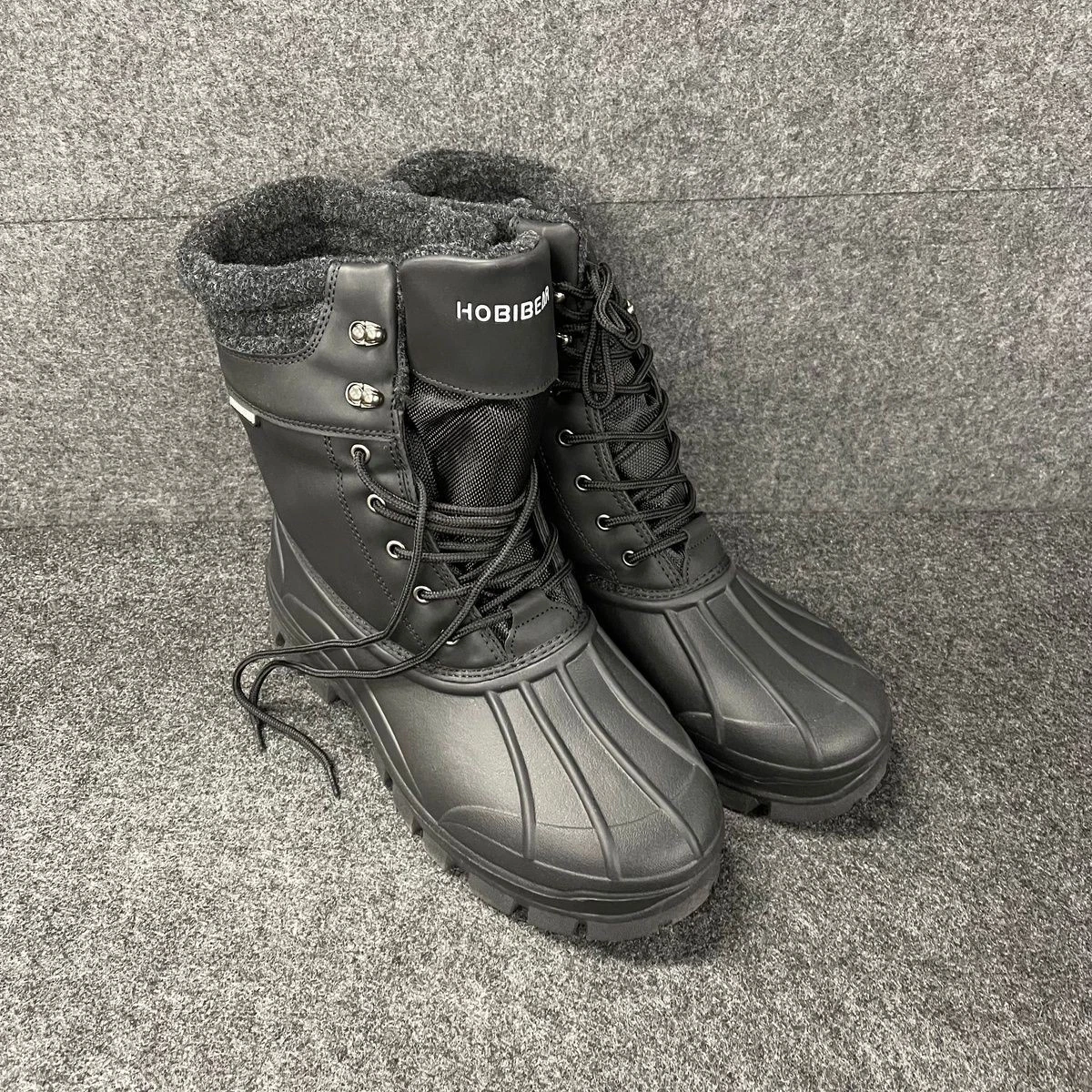 HOBIBEAR Fur Lined Waterproof Snow Boots Men's Size US 13 Black